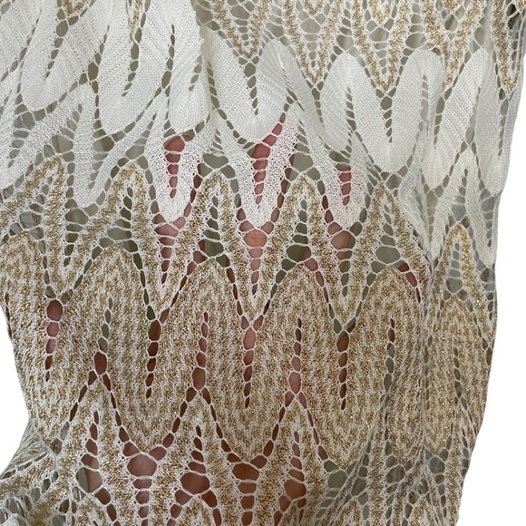 Lilly Pulitzer Mini Dress Sparkly Gold Thread Crochet Adjustable Straps XXS - Picture 9 of 9